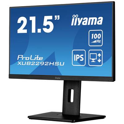 'Moniteur iiyama ProLite XUB2292HSU, 21,5 pouces, 100 Hz, IPS, réglable en hauteur, de couleur noire, vue de côté.'