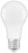 Une ampoule LED blanche à pas de vis standard, présentée sur un fond neutre.