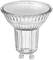 Une ampoule LED avec culot GU10, en verre transparent et au design structuré. Idéale pour un éclairage ponctuel et des économies d'énergie.