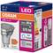 Ampoule LED Osram, Classe énergétique F, Consommation électrique 7 kWh/1000h, 36° GU10, 6,9W = 80W, 575 Lumens, 'Lumière du jour froide'.