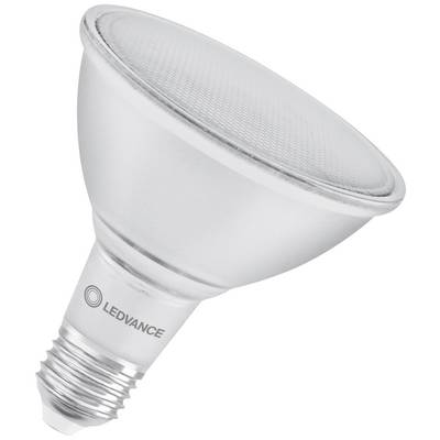 Une lampe LED argentée avec un abat-jour distinctif portant l'inscription 'LEDVANCE'.
