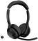 Casque Bluetooth noir avec bras de microphone pivotant et adaptateur USB-C, adapté pour les appels téléphoniques et l'écoute de musique.
