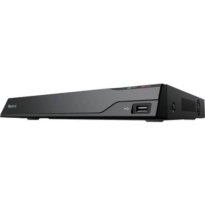 Un enregistreur DVR de caméra de sécurité Reolink noir avec un port USB à l'avant, des voyants lumineux et une ventilation sur le côté.