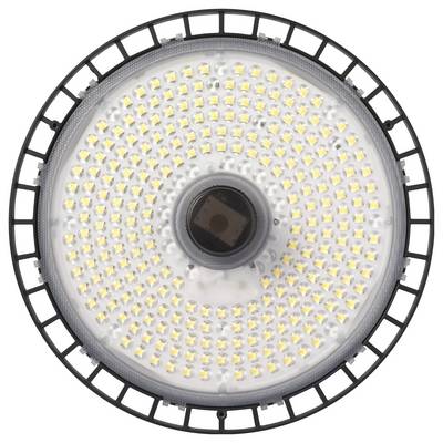 'Luminaire LED rond avec de nombreuses petites lumières, encadré dans un boîtier noir.'