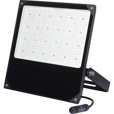 Un projecteur LED rectangulaire avec de nombreuses petites lumières blanches. Un câble avec une fiche se trouve dans le coin inférieur.
