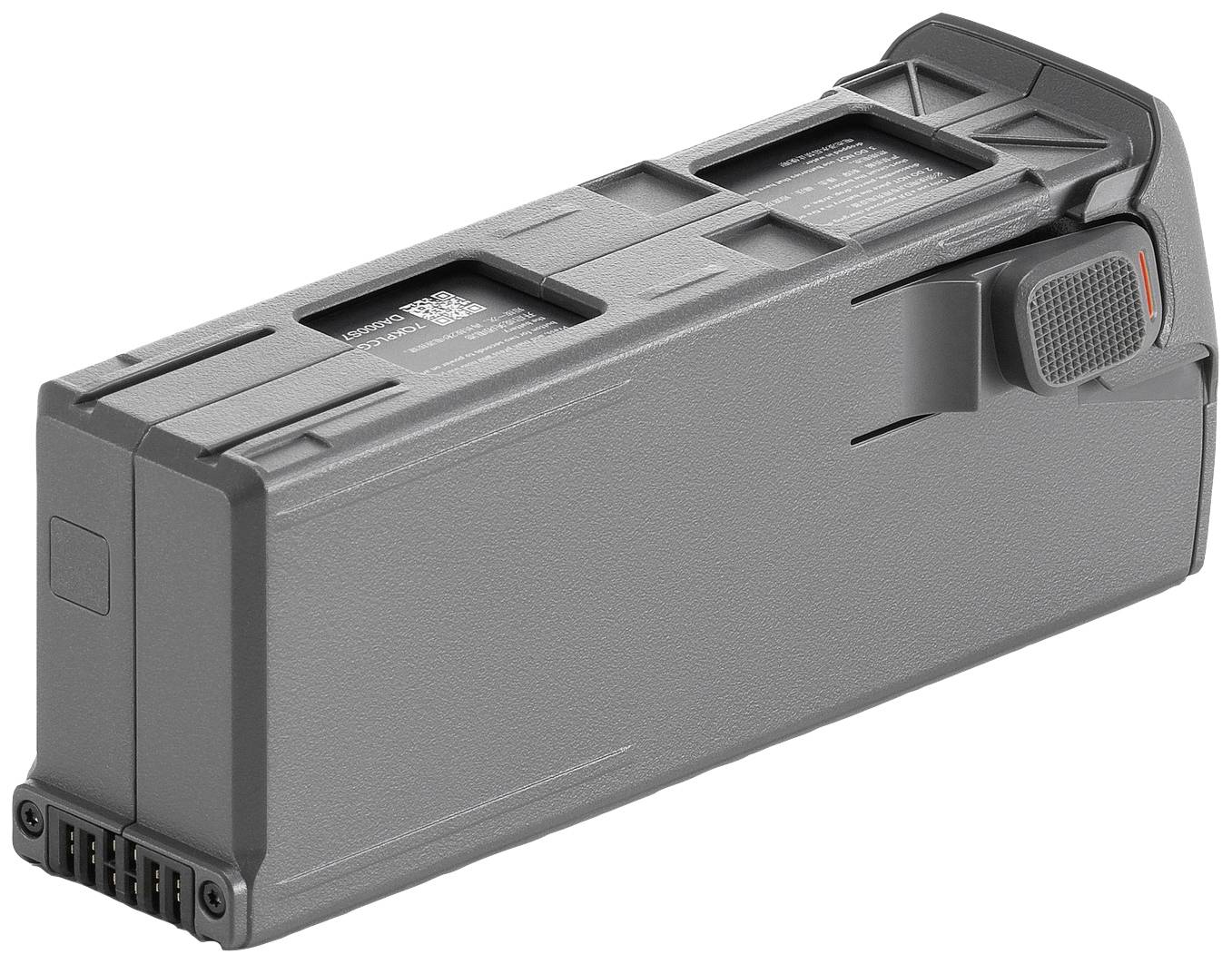 Un pack de batterie gris avec des détails noirs et un interrupteur rouge sur le côté. Adapté aux appareils électroniques.