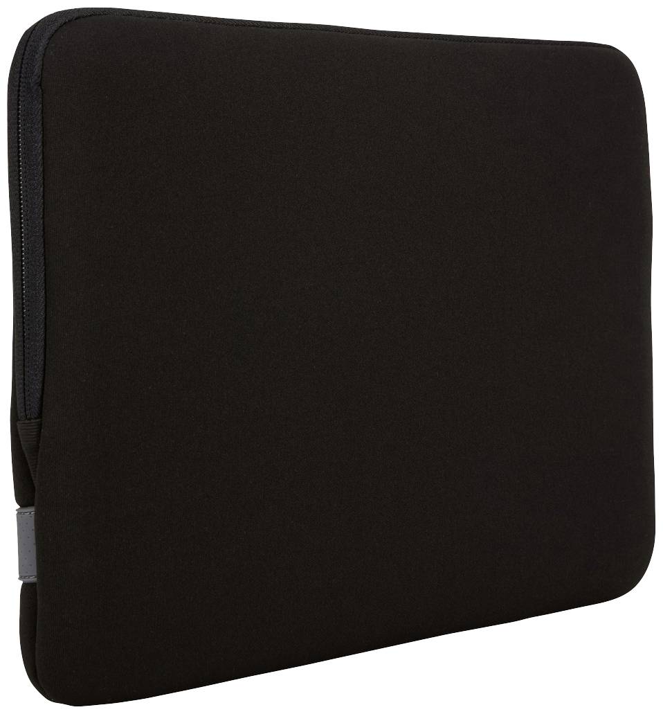 Housse pour ordinateur portable en noir, fabriquée dans un matériau doux, avec fermeture à glissière en haut, adaptée à la protection des ordinateurs portables ou des tablettes pendant le transport ou le stockage.