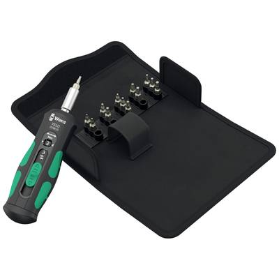 Ensemble de tournevis avec manche vert et noir, comprenant plusieurs embouts dans un étui noir rabattable, adapté à diverses applications.