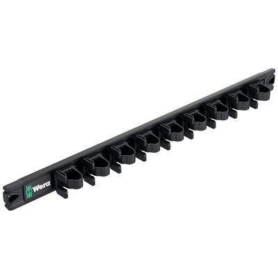 Un support à outils noir de Wera avec plusieurs emplacements pour ranger des outils.