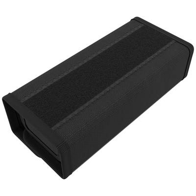 Enceinte portable rectangulaire noire avec poignée, conçue pour un transport et une utilisation faciles en extérieur ou lors de déplacements.
