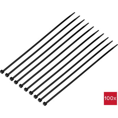 Des colliers de câbles noirs alignés en rangée, au total 100 pièces.