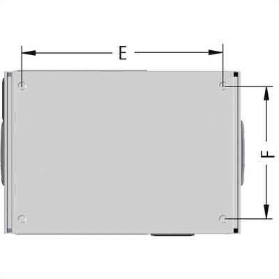 Dessin d'un rectangle avec les étiquettes 'E' et 'F' indiquant la longueur et la largeur.