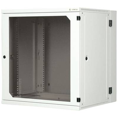 Armoire murale blanche pour réseau avec porte vitrée, adaptée au stockage sécurisé des équipements réseau dans les bureaux ou les salles de serveurs.