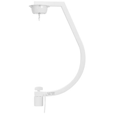 Bras de structure blanc avec raccordement électrique, probablement partie intégrante d'un dispositif médical.