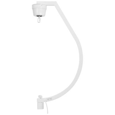 Support de plafond suspendu blanc pour dispositifs médicaux, avec boucle de suspension et câble.