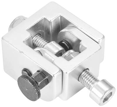 Étau de serrage métallique avec vis réglables, adapté pour la fixation ou le maintien de petites pièces lors de leur usinage.