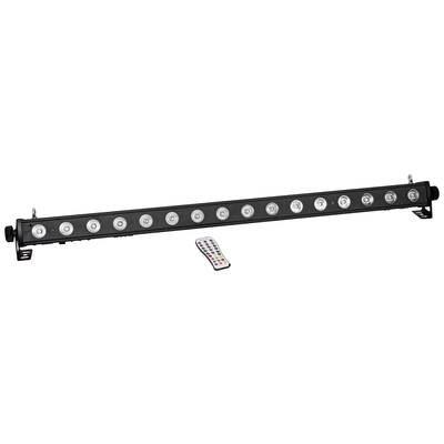 Barre lumineuse à LED avec 14 projecteurs LED et télécommande fournie pour le contrôle, adaptée à l'éclairage de scène ou de décoration.