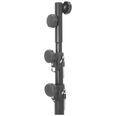 Tige de support avec plusieurs boutons de réglage pour l'ajustement de la hauteur ; adapté pour l'équipement photographique ou d'éclairage.