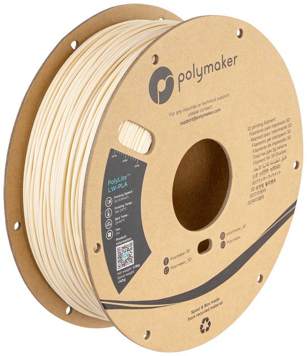 Polymaker PA08002 PA08002 Filament LW-PLA mat, faible densité 1.75 mm 800 g blanc PolyLite™ 1 pc(s)