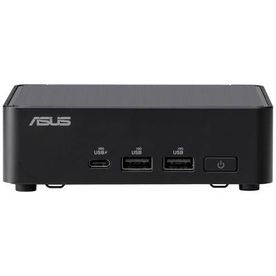 Mini-PC ASUS noir avec deux ports USB, un port USB-C et un bouton d'alimentation sur la façade avant.