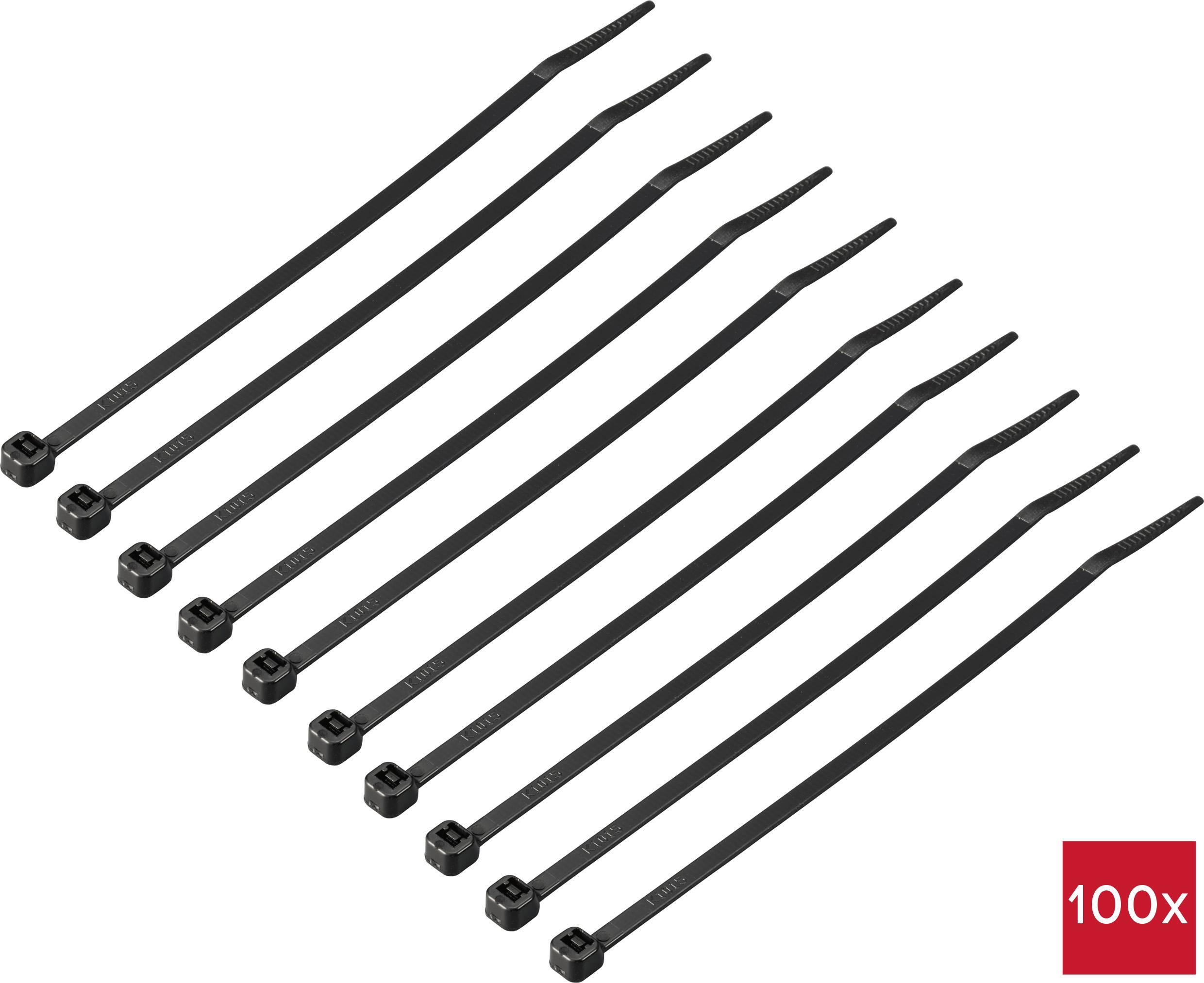 Tru Components Tc-12533320 Fascetta Per Cavi 150 Mm 3.6 Mm Nero 100 Pz.