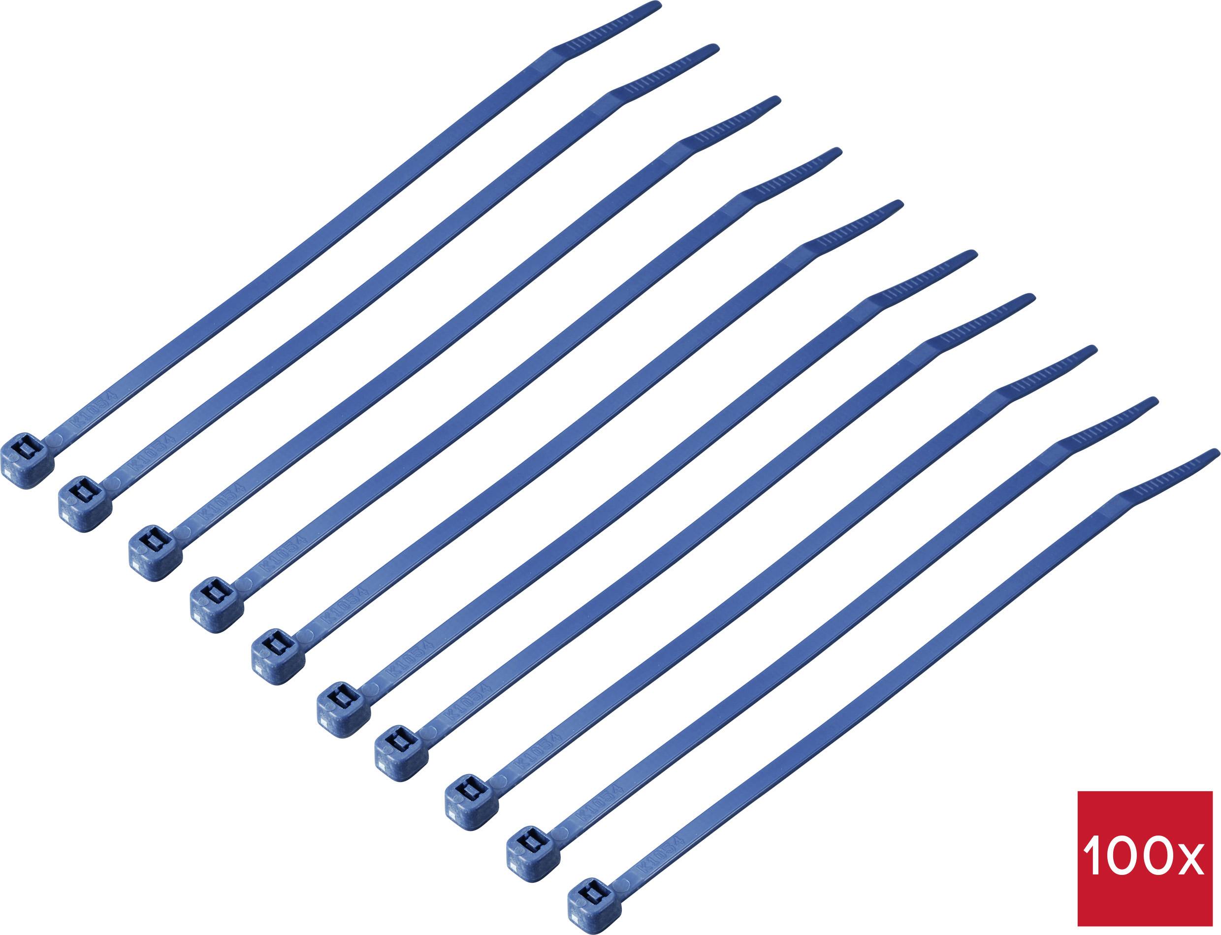 TRU COMPONENTS TC-12533344 Serre-câble 150 mm 3.6 mm bleu Métal détectable 100 pc(s)