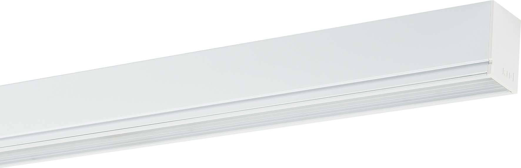 Plafonnier blanc de forme rectangulaire, adapté aux espaces intérieurs modernes, assurant un éclairage uniforme.