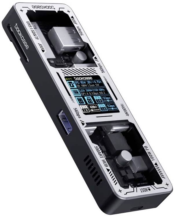 Un appareil portable, rectangulaire avec un écran et plusieurs connexions, probablement destiné à des applications techniques ou électroniques.