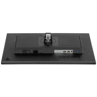 Vue arrière d'un écran d'ordinateur montrant ses connexions et son mécanisme de montage. On peut apercevoir deux ports HDMI et un port d'alimentation.