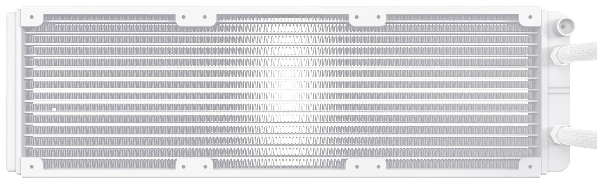 Un radiateur rectangulaire en métal à ailettes parallèles, utilisé pour le refroidissement des ordinateurs ou des machines.