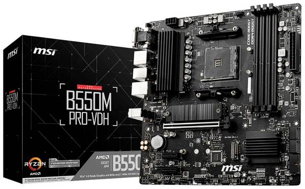 MSI B550M PRO-VDH Carte mère Socket (PC) AMD AM4 Facteur de forme (détails) Micro-ATX Chipset de la carte mère AMD® B550
