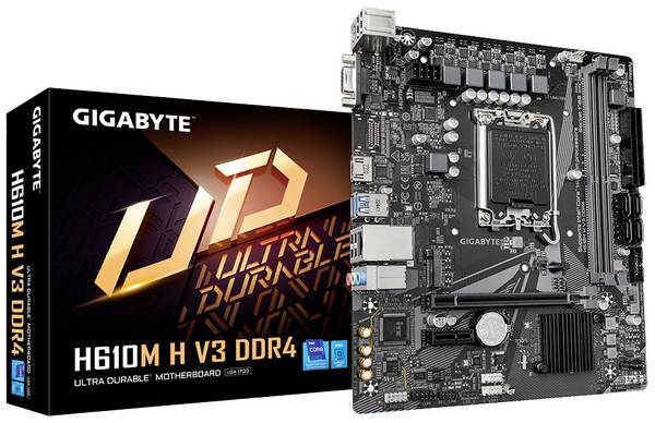 Gigabyte GA-H610M H V3 Carte mère Socket (PC) Intel® 1700 Facteur de forme (détails) Micro-ATX Chipset de la carte mère Intel® H610 Express