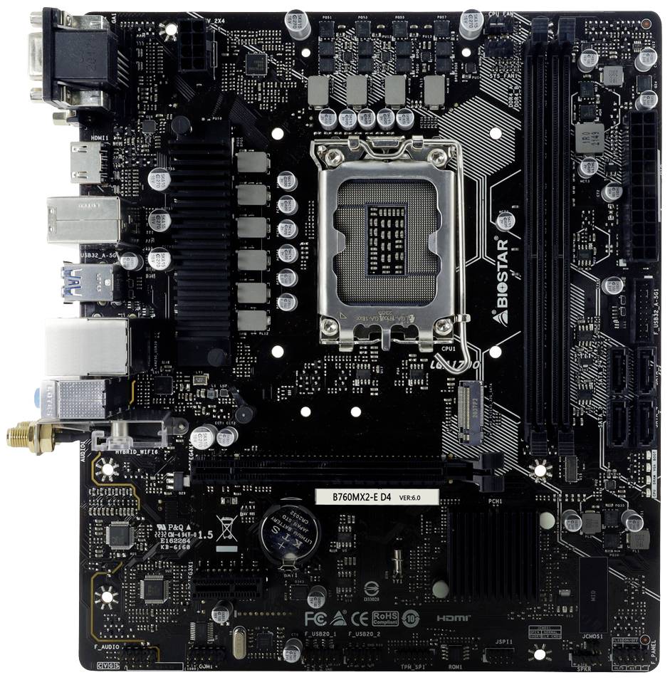 Une carte mère noire avec différents ports et composants, adaptée à l'installation de matériel informatique technique.
