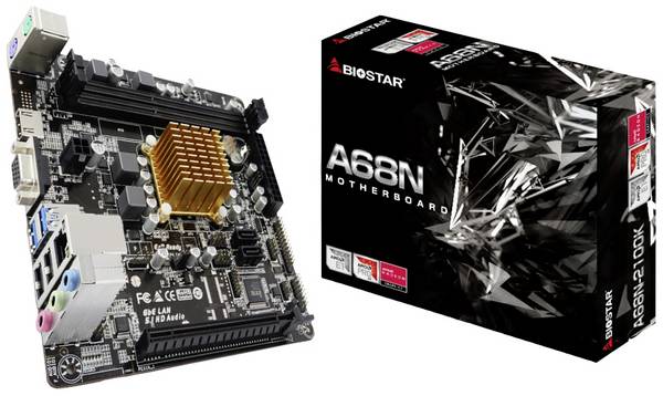 BioStar A68N-2100K Carte mère avec CPU Socket (PC) AMD AM4 Facteur de forme (détails) Mini-ITX Chipset de la carte mère AMD® A520