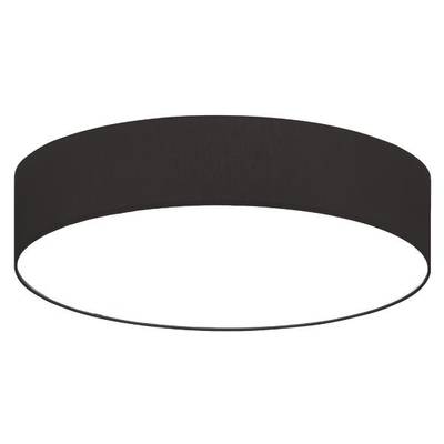 Plafonnier rond noir avec partie inférieure blanche, au design moderne et épuré.