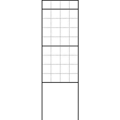 Plusieurs rectangles disposés verticalement avec des lignes pointillées, pouvant représenter des pages de tableau ou de calendrier vierges.