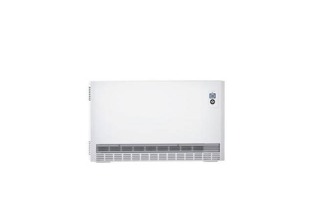 Un radiateur blanc avec un affichage numérique. Conçu pour un montage mural et un chauffage économe en énergie.