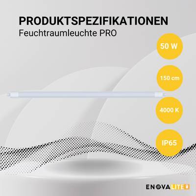 Luminaire étanche PRO : 50 W, 150 cm, 4000 K, IP65. ENOVALITE. Spécifications du produit.