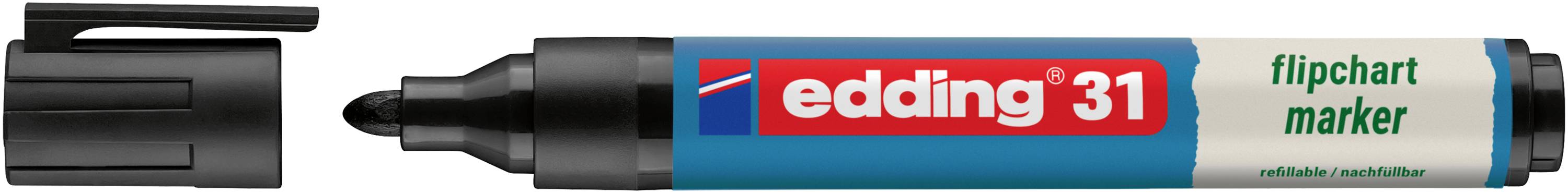 Edding 4-31001 Marqueur pour tableau à feuilles mobiles edding EcoLine 31 - Marker - für Flipchart - Schwarz pointe rond