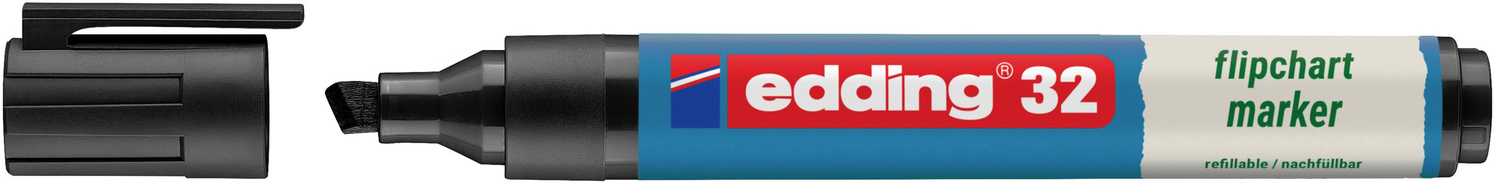 Edding 4-32001 Marqueur pour tableau à feuilles mobiles 32 EcoLine pointe biseau 1 - 5 mm noir 1 pc(s)