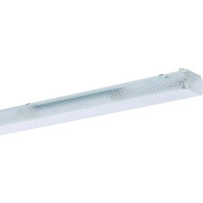 Un luminaire de plafond rectangulaire avec du verre structuré, émettant une lumière blanche et fraîche. Adapté aux bureaux ou aux ateliers.