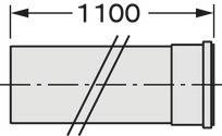 Diagramme d'un tube de 1100 mm de long, orienté horizontalement. Montre les contours extérieurs et la dimension de longueur.