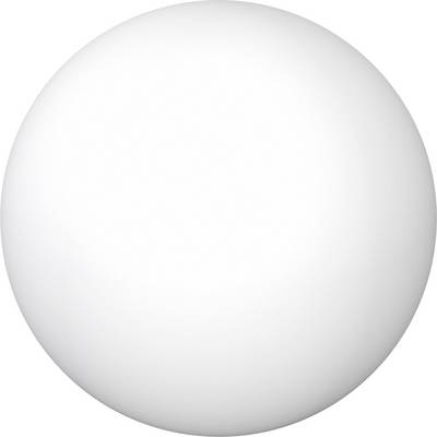 Balle de tennis de table blanche sur fond blanc.