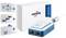 Kit de démarrage HMS avec interfaces pour différentes connexions réseau et câblées. Comprend des adaptateurs et un module à deux ports.