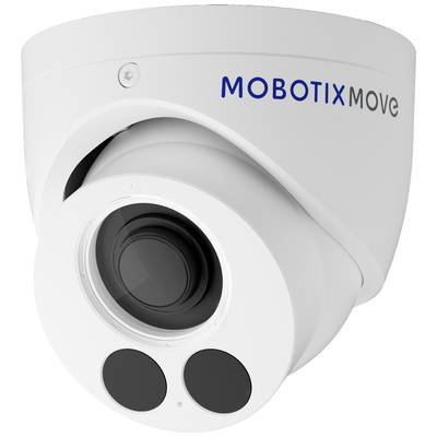 Caméra de surveillance de la marque MOBOTIX Move montée au plafond. Caractéristique principale : objectif grand angle et deux LED pour vision nocturne.