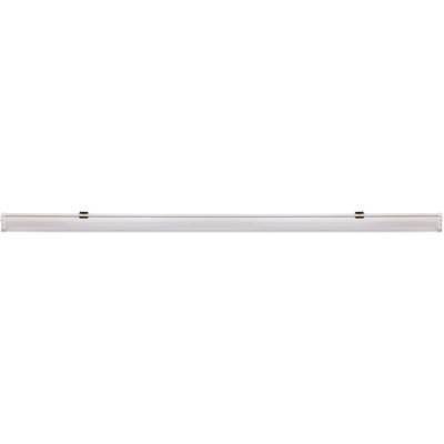 Une barre lumineuse blanche, allongée, avec des supports métalliques à chaque extrémité, adaptée à une installation au plafond à l'intérieur.