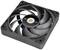 Refroidisseur d'ordinateur noir de la marque Thermaltake, modèle 'TOUGHFAN EX12 PRO', avec des pales de ventilateur en forme de pale d'hélice dans un cadre stable.