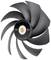 Pâle de ventilateur noir et incurvé portant l'inscription « TOUGHFAN EX14 Pro ». Le moyeu central présente un accent doré et huit pales.