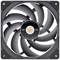 Un ventilateur d'ordinateur noir à pales multiples, portant les inscriptions « TOUGHFAN EX14 Pro » et « Standard Fan Blade » au centre.