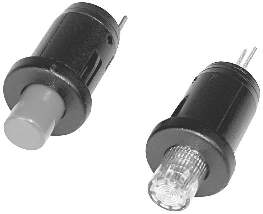 Deux touches noires côte à côte, celle de gauche avec une tête grise, celle de droite avec une tête transparente, adaptées aux circuits électroniques.